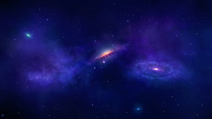 galaxy illustration, digital art, universe, space, planet, stars