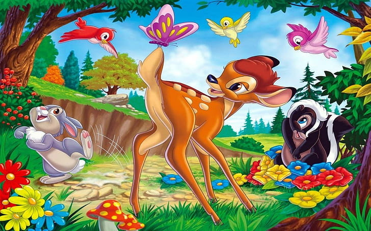 Bambi Flower Thumper Game With Butterflies Cartoon Disney Wallpaper Hd 1920×1200, HD wallpaper