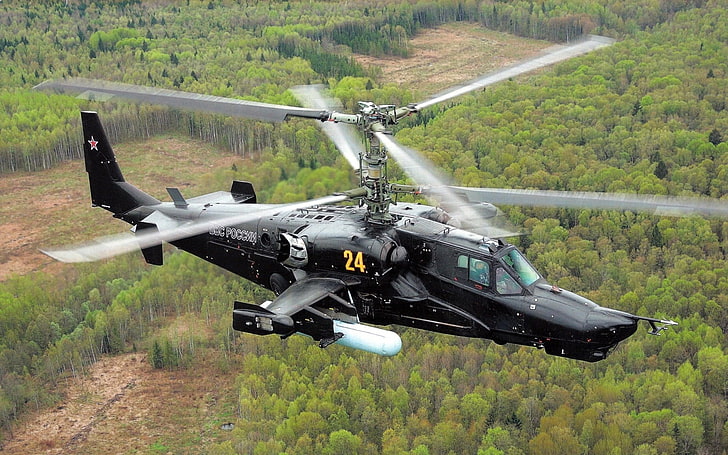 black and gray chopper, Military Helicopters, Kamov Ka-50, mode of transportation, HD wallpaper
