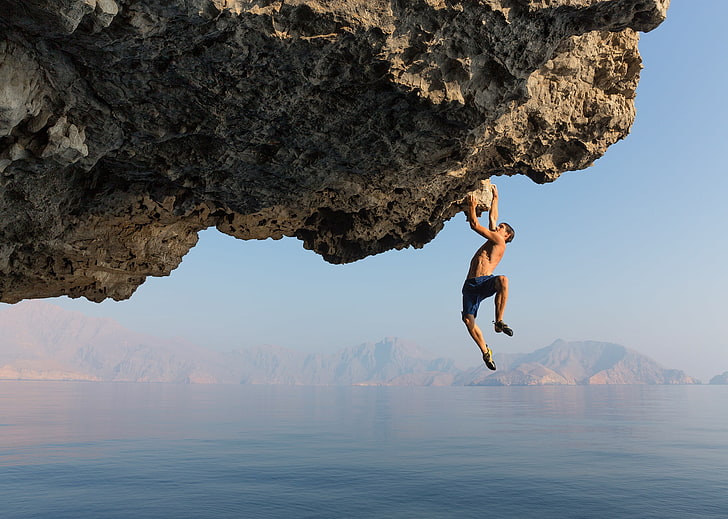 sea, rock, guy, National Geographic, muscles, the climbing