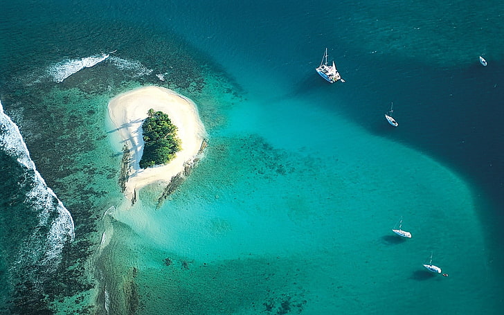 aerial photo of an island, photography, nature, landscape, sea