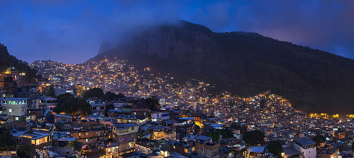 panoramic photography of lighted city, Rio de Janeiro, Brazil, HD wallpaper