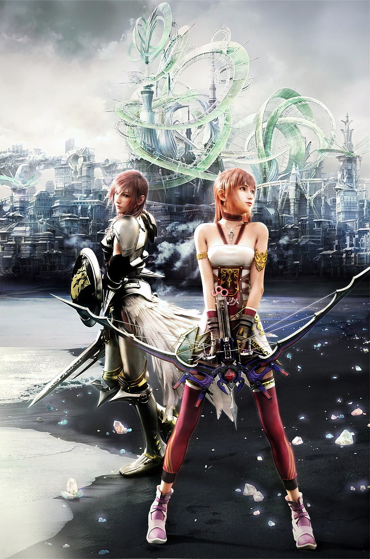 game application screenshot, Claire Farron, Serah Farron, Final Fantasy XIII