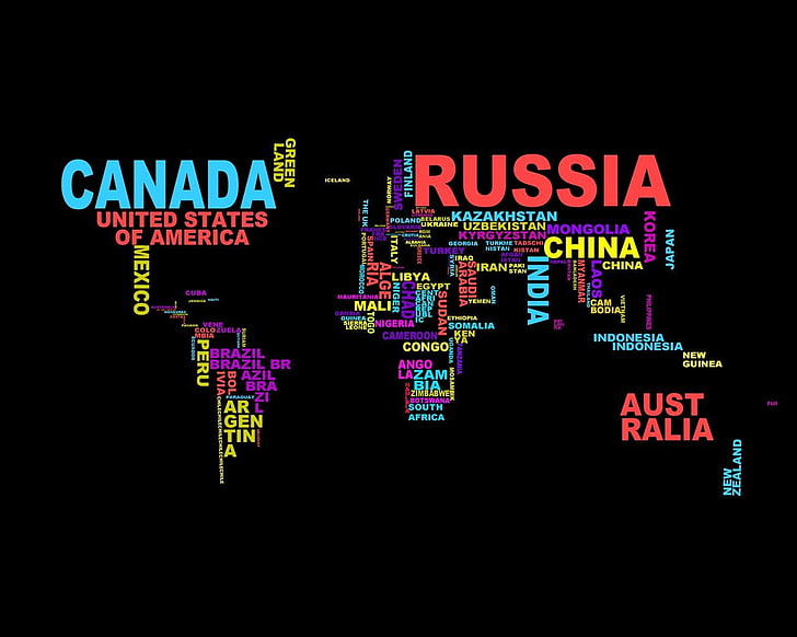 world map illustration, Poland, Russia, Canada, Zambia, Brazil, HD wallpaper