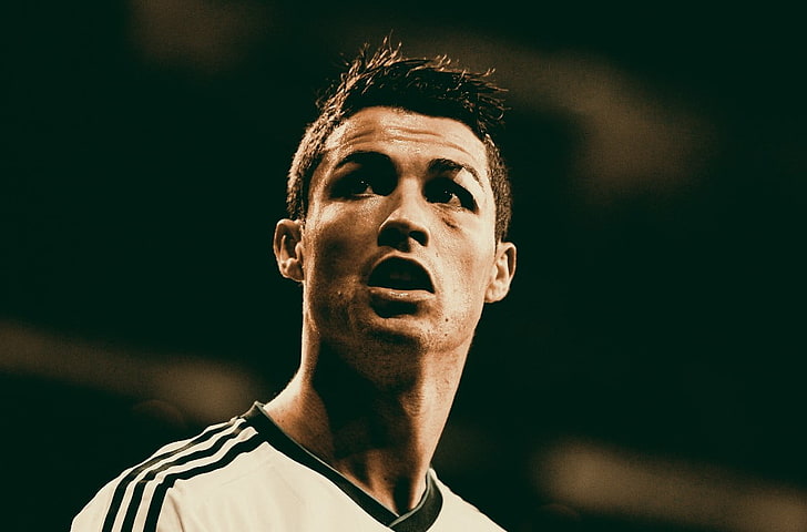 men's white Adidas jersey shirt, Cristiano Ronaldo, Real Madrid