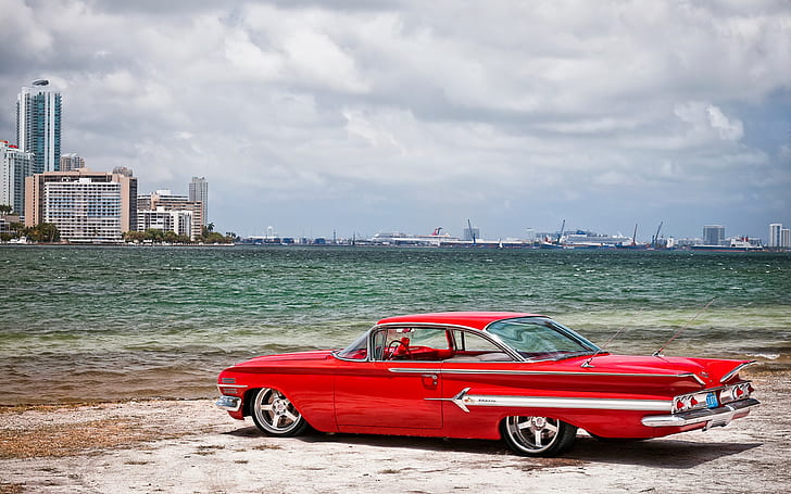 Classic Car Classic Beach Chevrolet Impala HD, cars, HD wallpaper