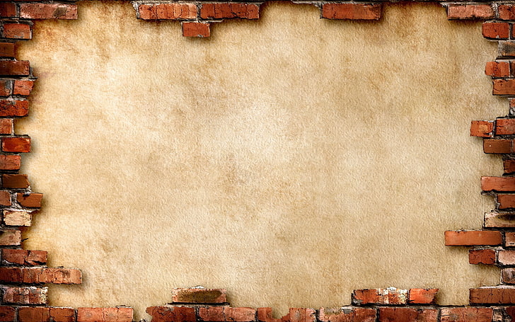 brown brick wall illustration, walls, rocks, bricks, background, HD wallpaper