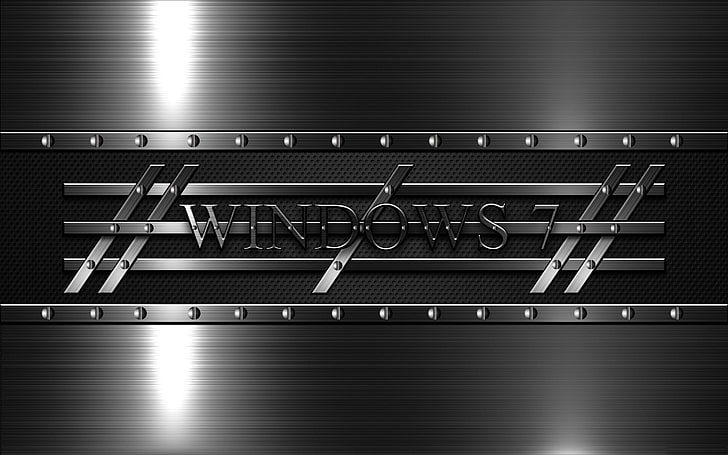 Windows 7 logo, 3d, background, black, technology, connection HD wallpaper