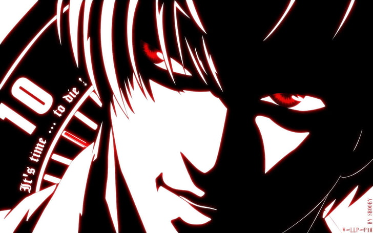 Death Note, anime, illuminated, night, red, glowing, close-up