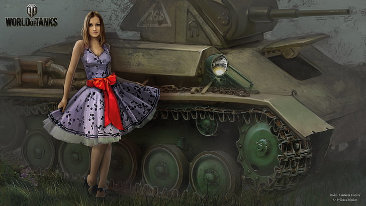 World of Tanks game digital wallpaper, girl, headlight, WoT, Wargaming.Net HD wallpaper