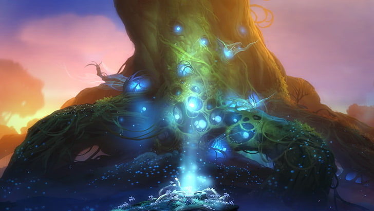 life tree illustration, fantasy art, Ori and the Blind Forest
