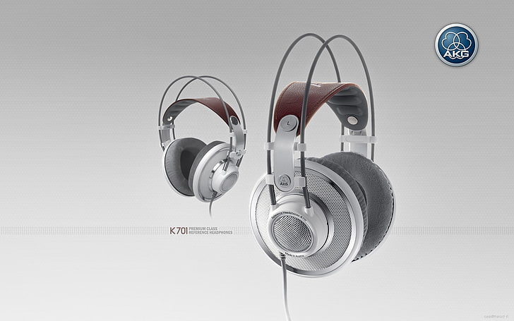 white and red K701 wired headphones, akg, membranes, technology