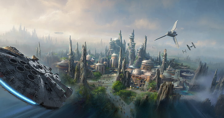 Millennium Falcon, Star Wars, cloud - sky, fog, nature, architecture