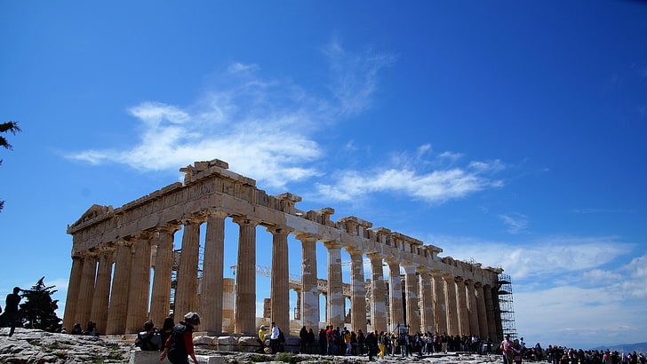 building, greece, ancient greek temple, column, acropolis, parthenon, HD wallpaper