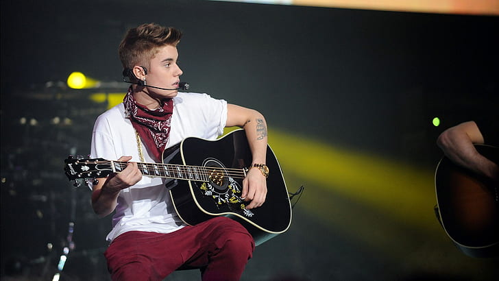 Justin Bieber, Singer, Guitar, Show, HD wallpaper