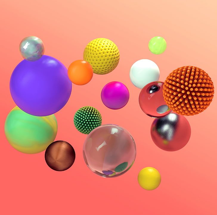Colorful Spheres 3D, Artistic, Design, Floating, Colors, Round