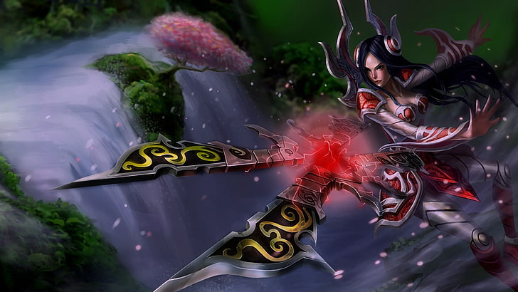 League of Legends, Irelia, video games, water, motion, nature