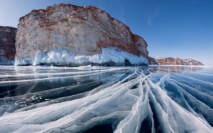 time lapse photography of iceberg, Lake Baikal, landscape, nature, HD wallpaper