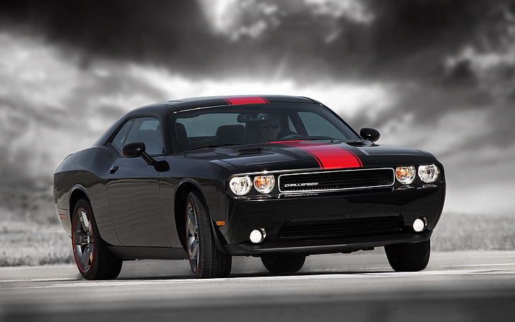 Dodge Challenger Rallye Redline, black chevrolet camaro, muscle car, HD wallpaper