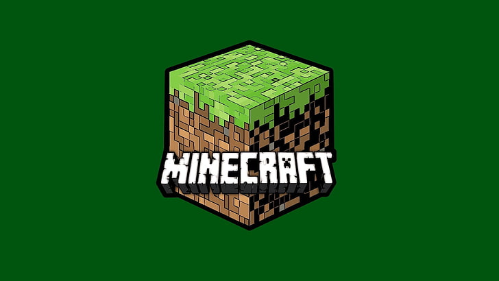 Minecraft logo, cube, minimalism, video games, simple background