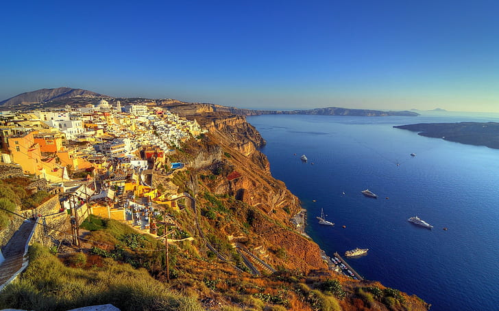 city, Greece, landscape, HDR, HD wallpaper