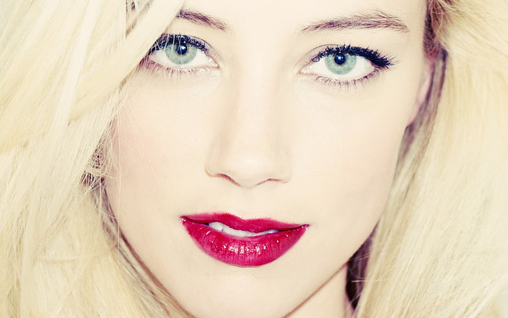 Amber Heard, face, makeup, actress, blonde, beautiful woman, HD wallpaper