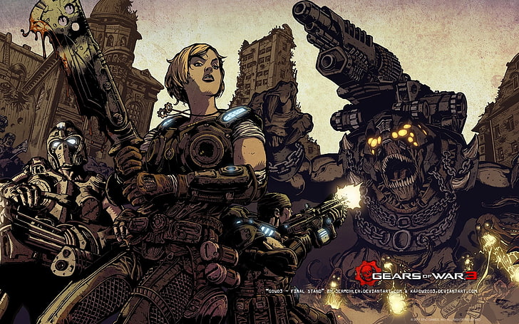 Gears of War 3 digital wallpaper, video games, representation