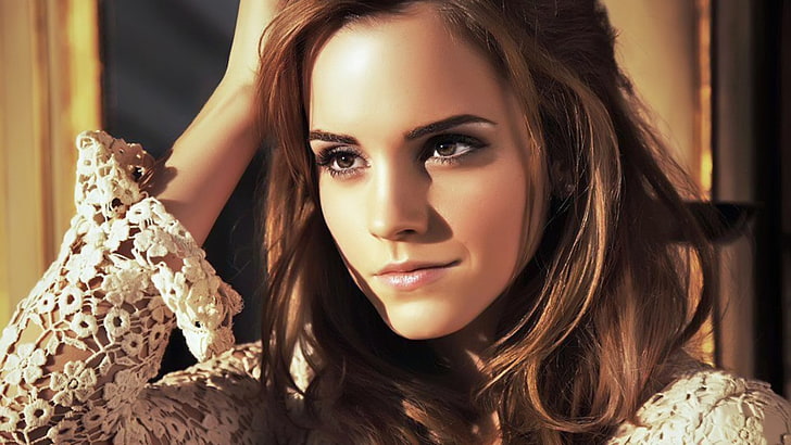 Emma Watson, brunette, actress, face, portrait, beauty, one person