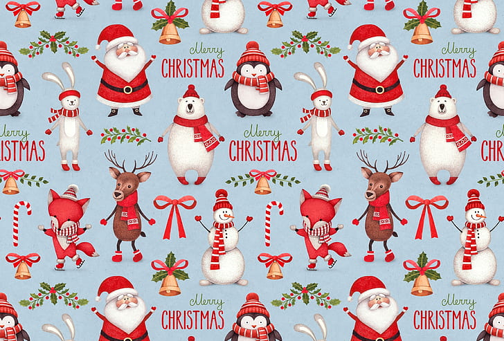 HD wallpaper: Merry Christmas, Santa Claus, Snowman | Wallpaper Flare