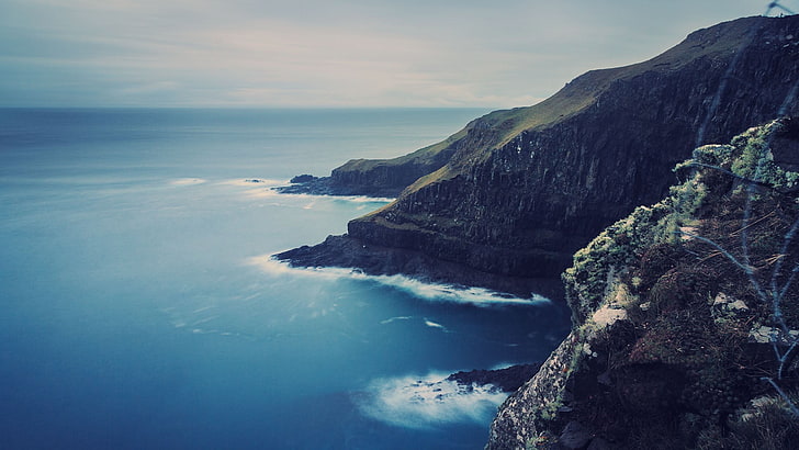 body of water, landscape, cliff, coast, sea, sky, beauty in nature, HD wallpaper