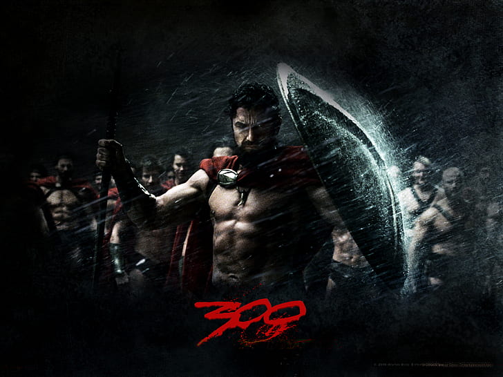 look, rain, king, warrior, 300 Spartans, shield, Leonid, HD wallpaper