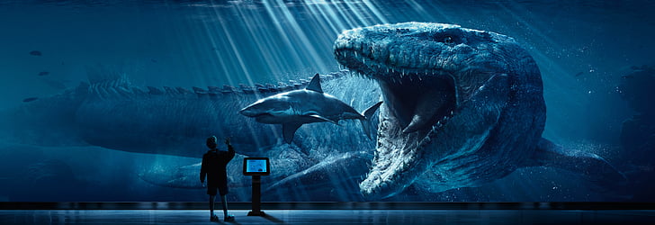 Jurassic World, Mosasaurus, Underwater, 4K, 8K