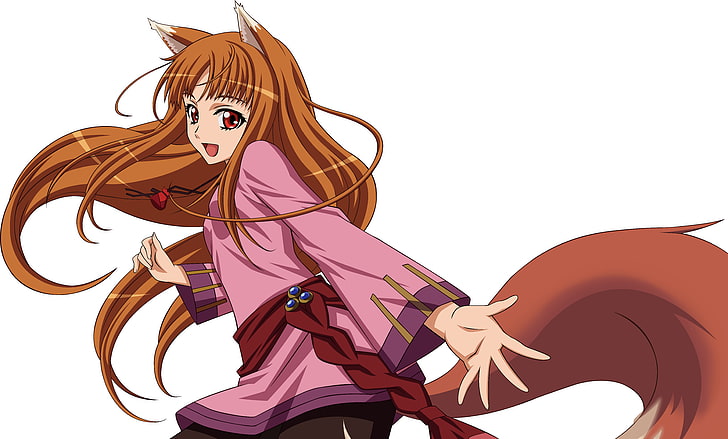 Spice and Wolf, Holo, anime vectors, Okamimimi, anime girls, HD wallpaper
