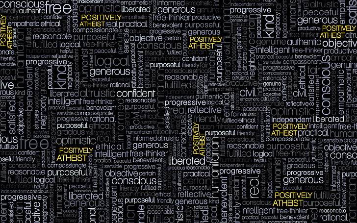 gray and black wallpaper, text, paint, words, atheist, backgrounds