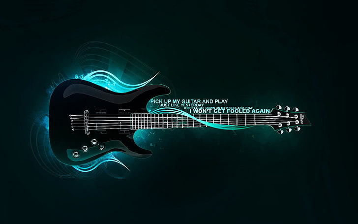 HD wallpaper: black and blue electric guitar, quote, music, musical  instrument | Wallpaper Flare