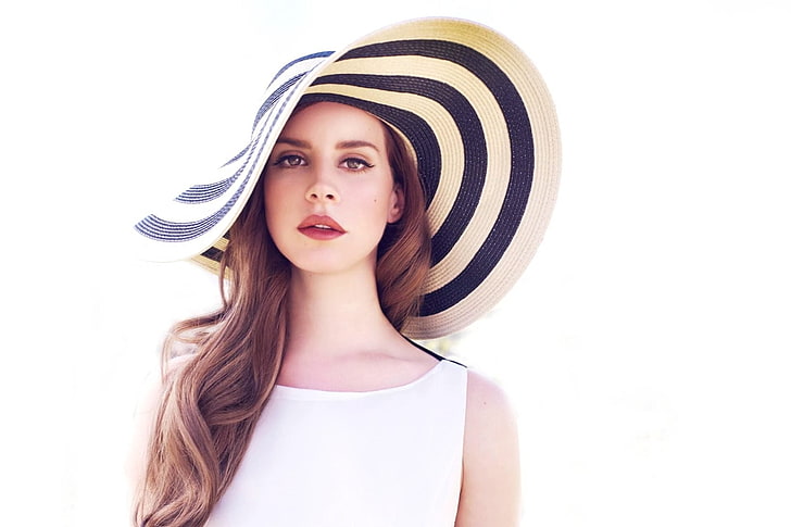 Lana Del Rey, women, singer, hat, young adult, portrait, beauty