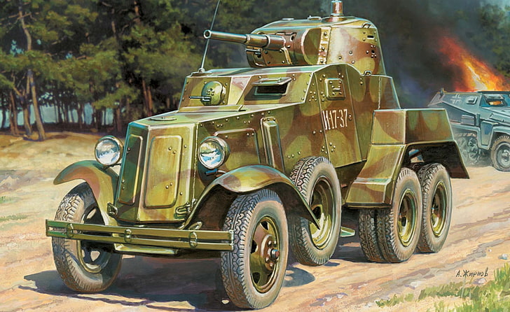 green and brown battle tank, gun, art, guns, chassis, WWII, was, HD wallpaper