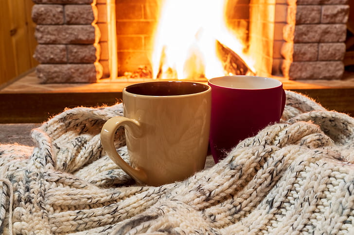 HD wallpaper: winter, love, fire, scarf, pair, fireplace, hot, two, cup,  romantic | Wallpaper Flare