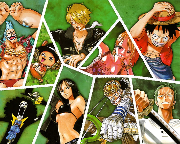 Anime, One Piece, Black Hair, Blonde, Blue Hair, Brook (One Piece), HD wallpaper