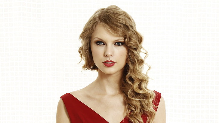 Taylor Swift, celebrity, blonde, portrait, women, red lipstick, HD wallpaper