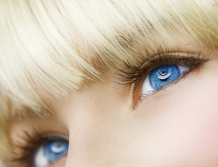 blue eyes, body part, blond hair, human eye, human body part, HD wallpaper