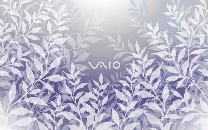 VAIO, Sony, leaves, white, HD wallpaper