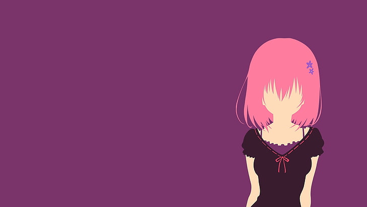 pink haired woman illustration, anime, minimalism, To Love-ru