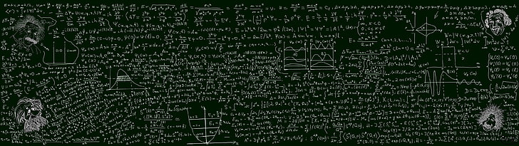 mathematical equation, multiple display, dual monitors, blackboard