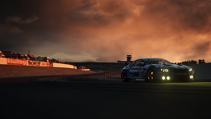 Assetto Corsa, race tracks, BMW, sunset, HD wallpaper