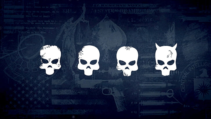 white skull logo, Payday 2, deathwish, human body part, group of objects, HD wallpaper