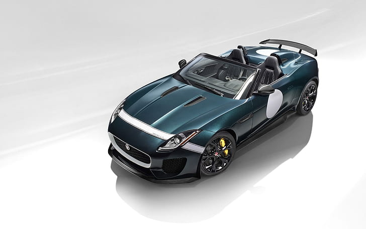 2015 Jaguar F Type Project 7 3, teal and black convertible coupe die cast model