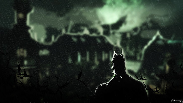 DC's The Arkham Knight Batman poster, nature, one person, rear view