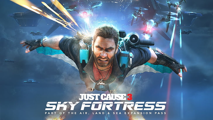 Just cause 3 sky fortress-Game Posters HD Wallpape.., one person, HD wallpaper