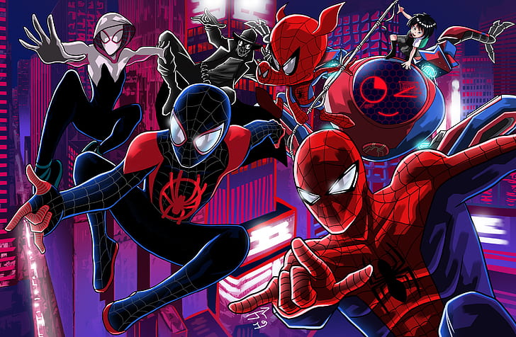 Movie, Spider-Man: Into The Spider-Verse, Miles Morales, Peni Parker, HD wallpaper